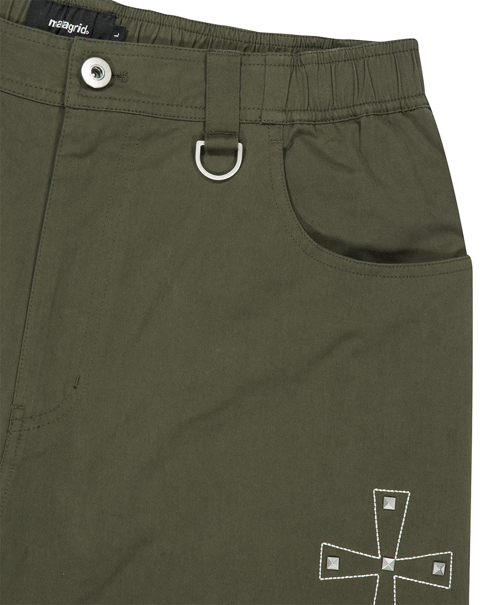 Mahagrid Cross Stud Twill Shorts