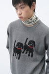 General Idea UNISEX Twin Dog Jacquard Knit Pullover