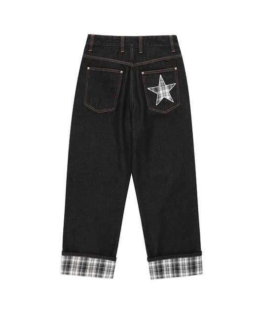 Cavish Kyurin Wearing W Check Denim Pants in Black