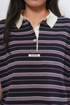 General Idea WOMAN Stripe Loose Collar Half Knit