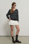 General Idea WOMAN Mix Stripe V-Neck Pullover