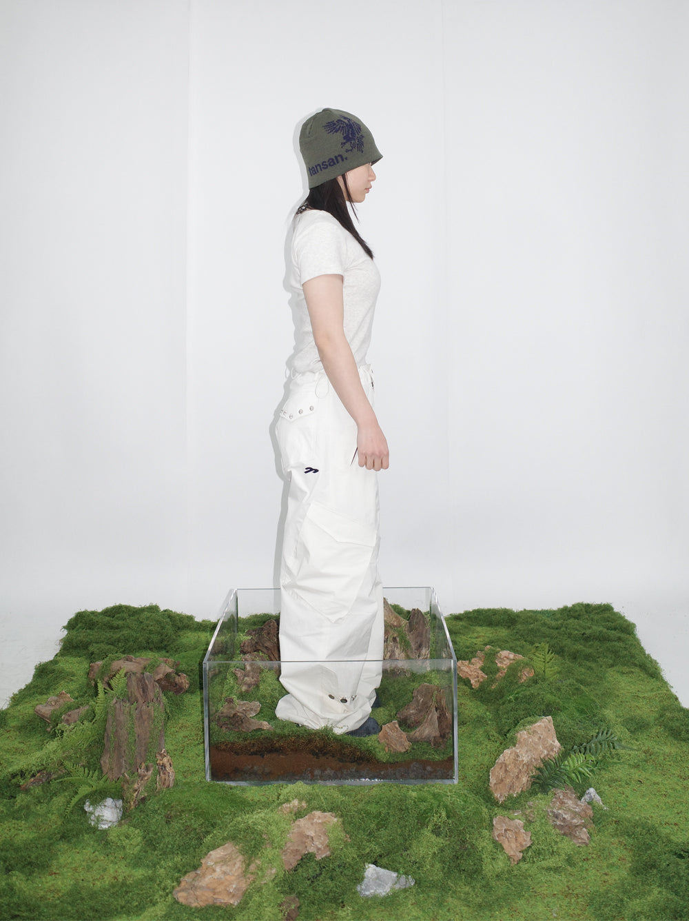 Tansanmagnesium Nylon Wide Cargo Pants