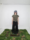 Tansanmagnesium Hon Applique T-Shirt (Khaki)