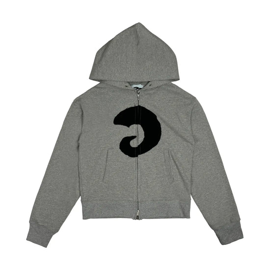 Tansanmagnesium Hon Appliqué Hoodie Full Zip Grey