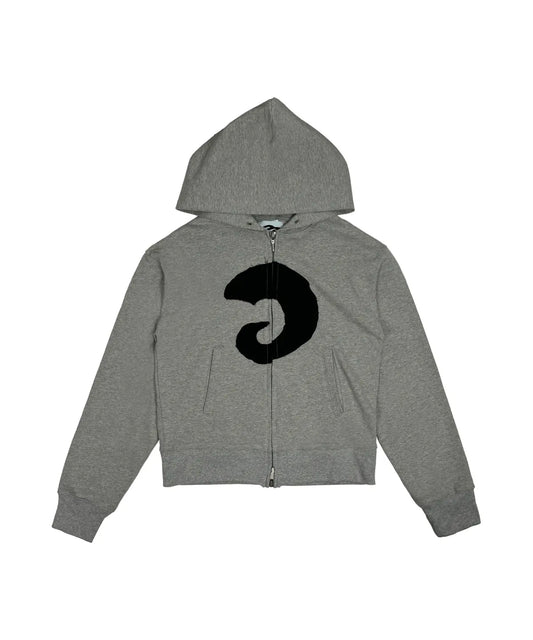 Tansanmagnesium Hon Appliqué Hoodie Full Zip Grey