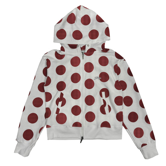 Tansanmagnesium Dot Pattern Hoodie Full Zip White/Red