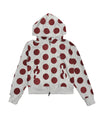 Tansanmagnesium Dot Pattern Hoodie Full Zip White/Red