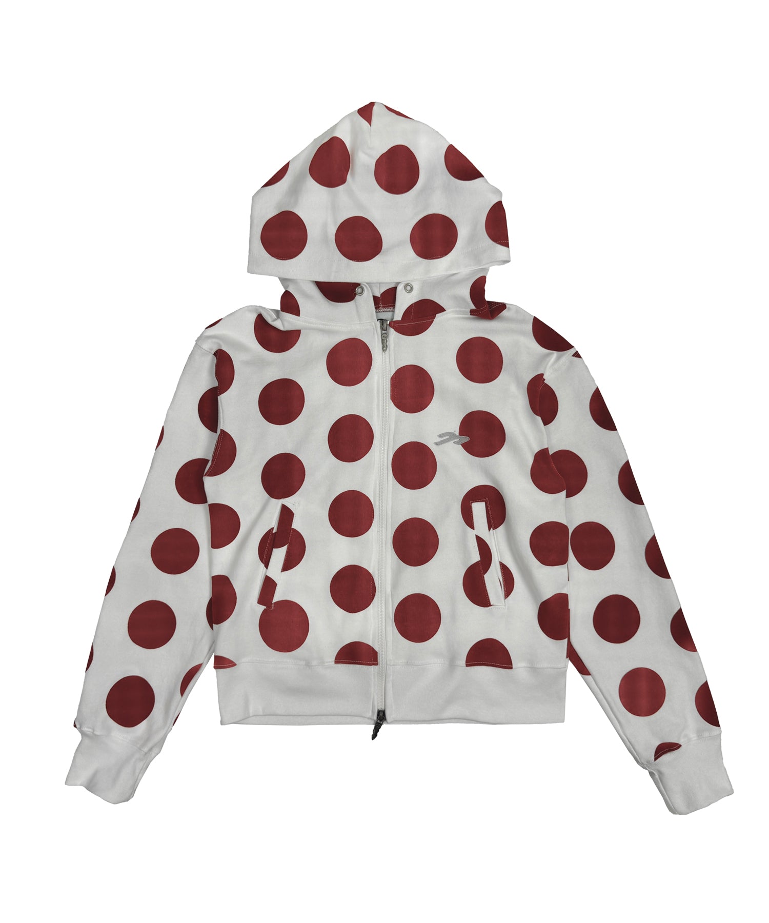 Tansanmagnesium Dot Pattern Hoodie Full Zip White/Red