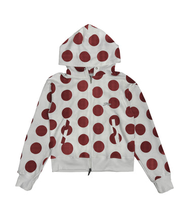 Tansanmagnesium Dot Pattern Hoodie Full Zip White/Red