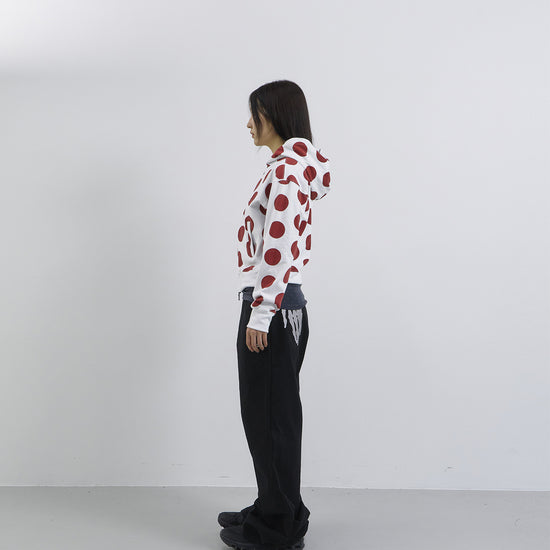 Tansanmagnesium Dot Pattern Hoodie Full Zip White/Red