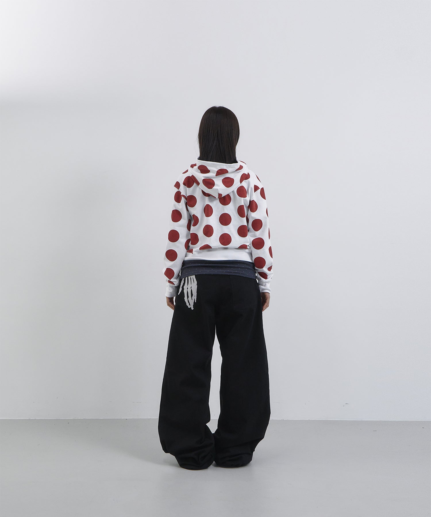 Tansanmagnesium Dot Pattern Hoodie Full Zip White/Red