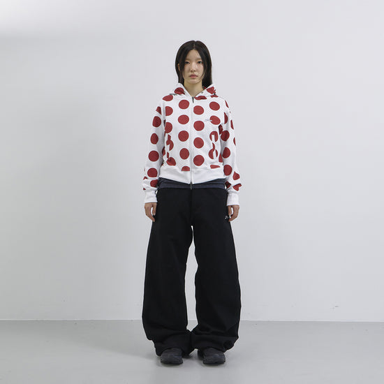 Tansanmagnesium Dot Pattern Hoodie Full Zip White/Red