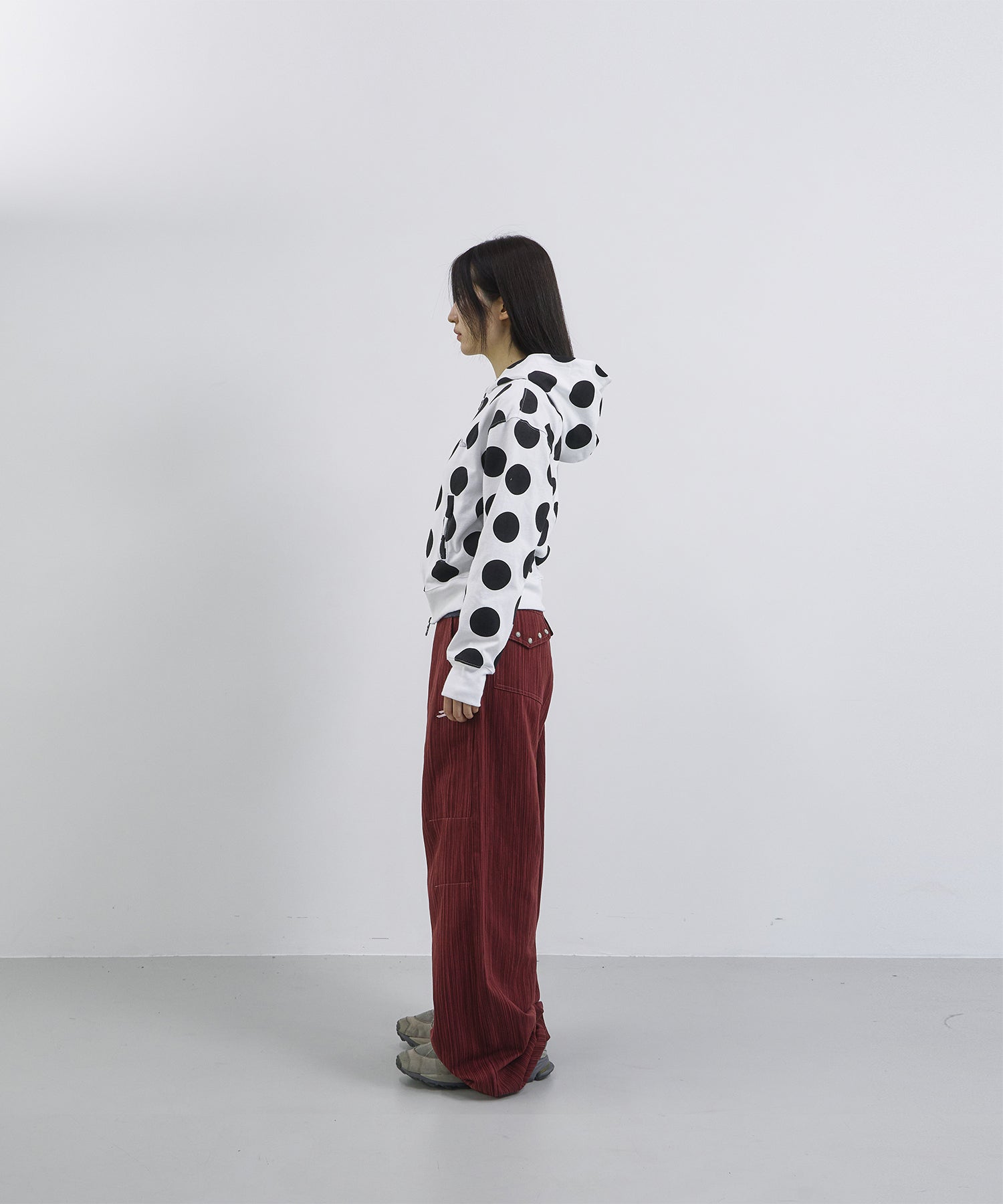 Tansanmagnesium Dot Pattern Hoodie Zip-Up