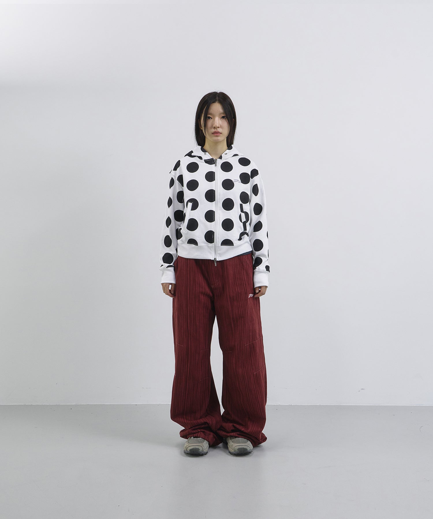 Tansanmagnesium Dot Pattern Hoodie Zip-Up