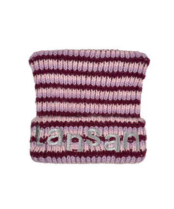Tansanmagnesium Logo Cat Beanie Pink Stripe