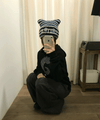 Tansanmagnesium Logo Cat Beanie Blue Stripe