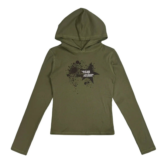 Tansanmagnesium Chalk Star Hoodie Long Sleeve Khaki