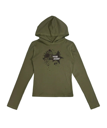 Tansanmagnesium Chalk Star Hoodie Long Sleeve Khaki