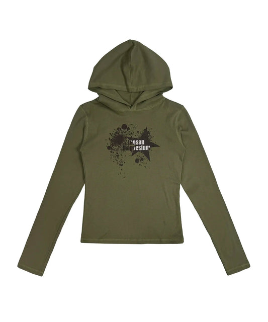 Tansanmagnesium Chalk Star Hoodie Long Sleeve Khaki
