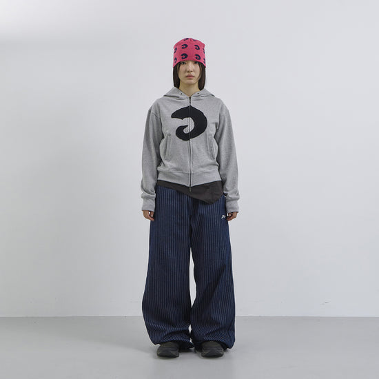 Tansanmagnesium Hon Appliqué Hoodie Full Zip Grey