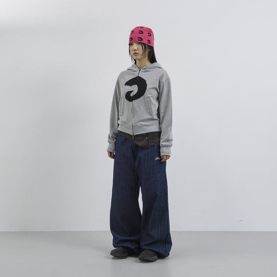 Tansanmagnesium Hon Appliqué Hoodie Full Zip Grey