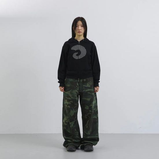 Tansanmagnesium Cotton Wide Stud Pants Camo