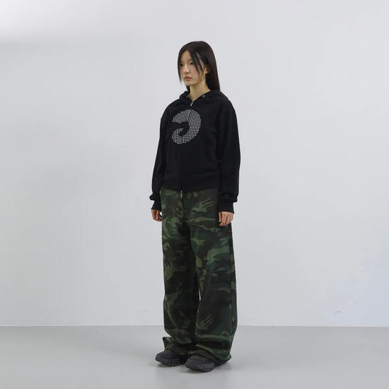 Tansanmagnesium Cotton Wide Stud Pants Camo