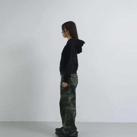 Tansanmagnesium Cotton Wide Stud Pants Camo