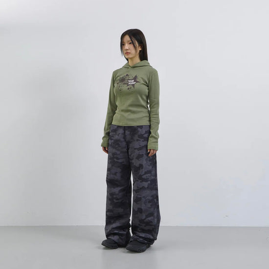 Tansanmagnesium Cotton Wide Stud Pants Camo