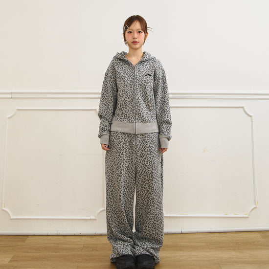 Tansanmagnesium Jooyoung X Tansanmagnesium Hoodie Zip-Up Leopard Grey