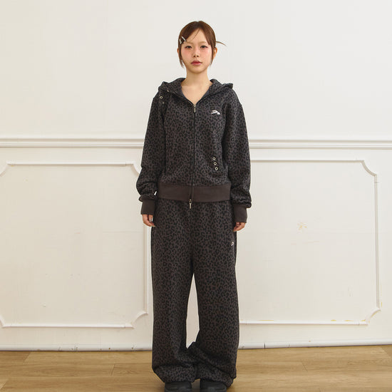 Tansanmagnesium (5/8 Pre-Order) Jooyoung x Tansanmagnesium Hoodie Zip-Up Leopard Charcoal