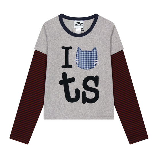 Tansanmagnesium (5/2 Pre-Order Delivery) Jooyoung X Tansanmagnesium Cat Layered Long Sleeve Grey