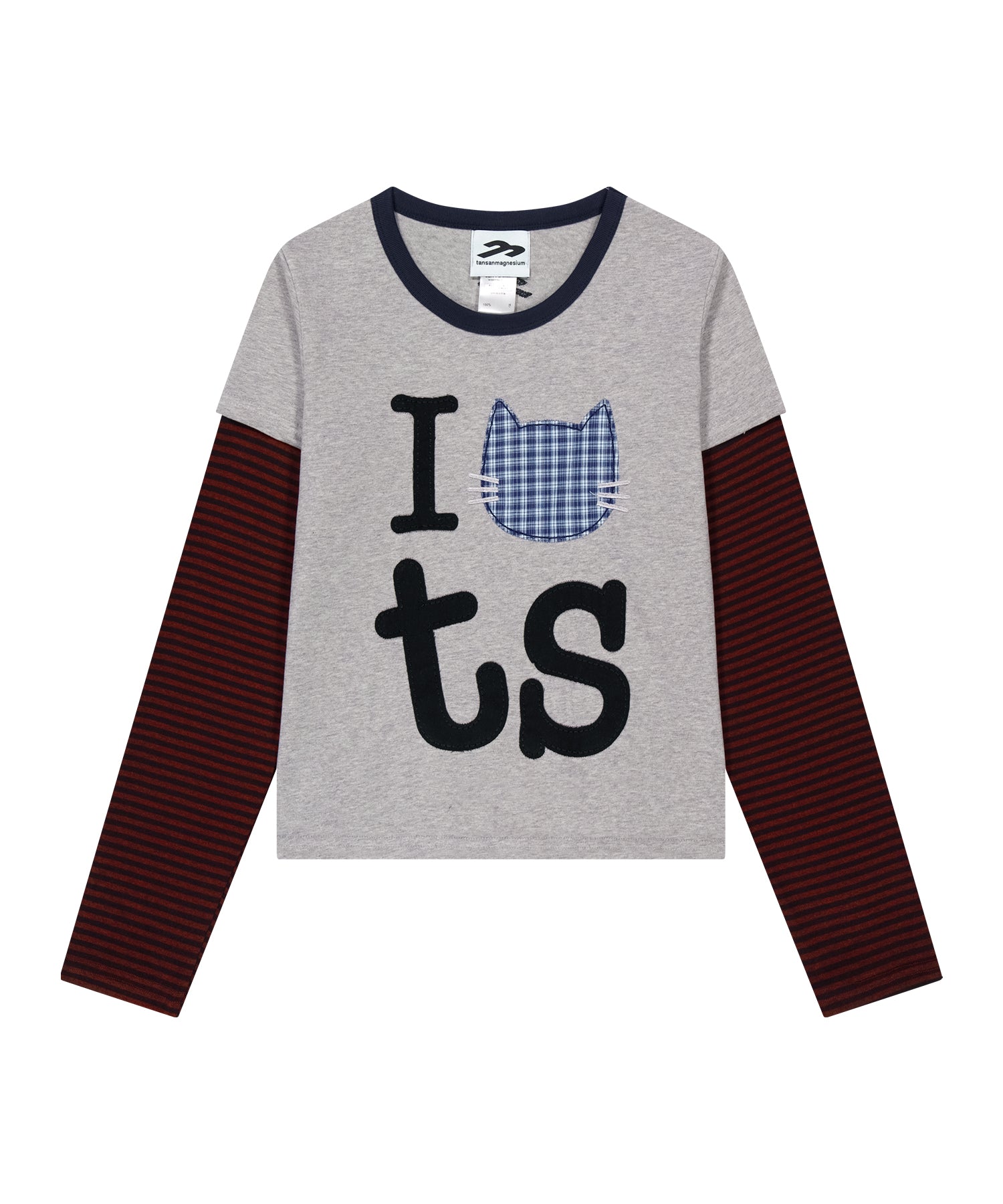 Tansanmagnesium (5/2 Pre-Order Delivery) Jooyoung X Tansanmagnesium Cat Layered Long Sleeve Grey