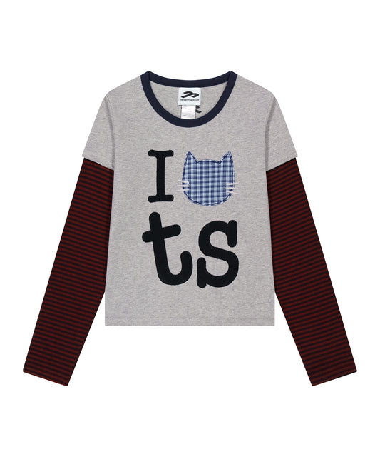 Tansanmagnesium (5/2 Pre-Order Delivery) Jooyoung X Tansanmagnesium Cat Layered Long Sleeve Grey