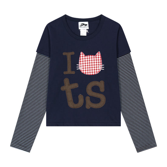 Tansanmagnesium Jooyoung X Tansanmagnesium Cat Layered Long Sleeve Navy