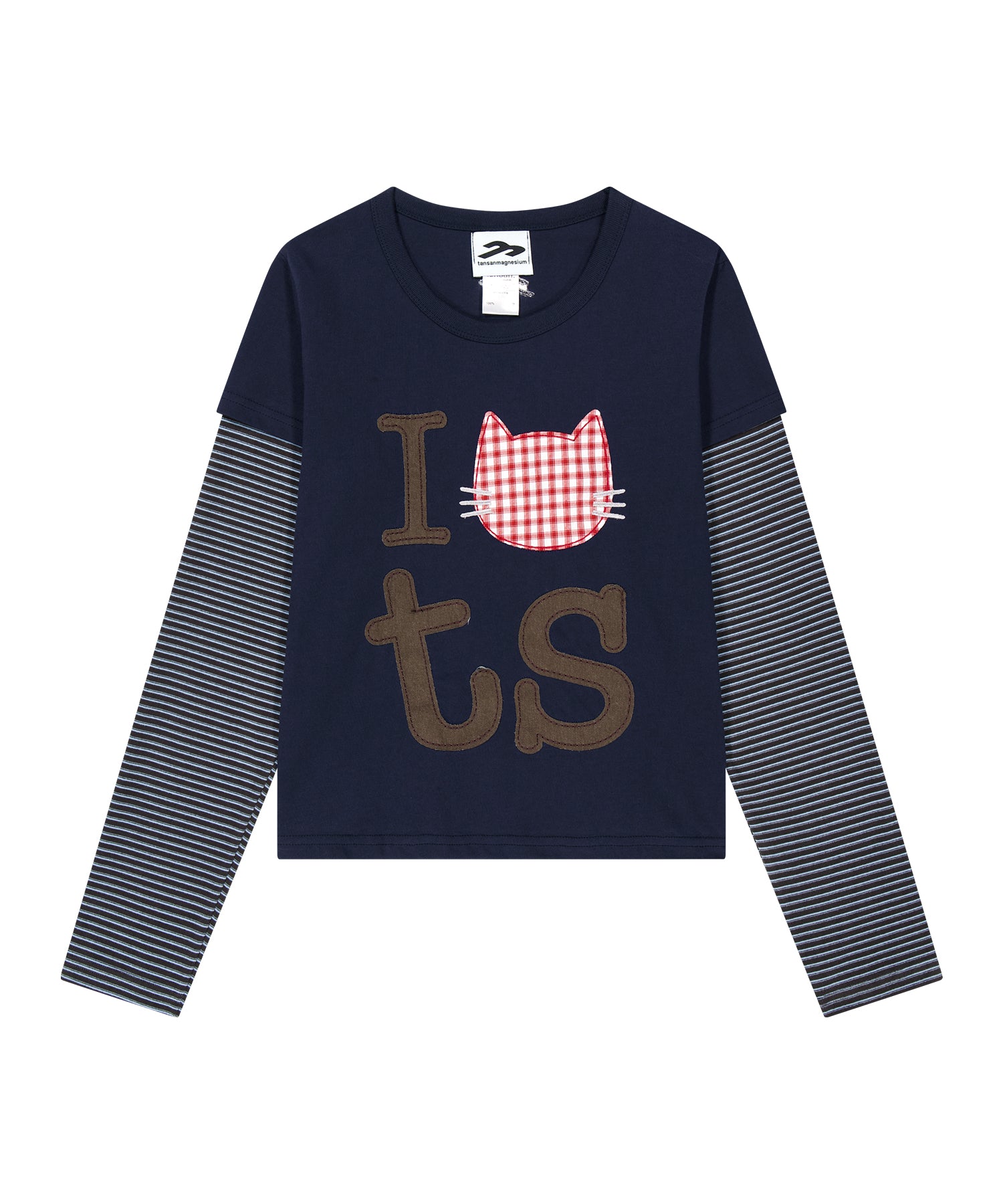 Tansanmagnesium Jooyoung X Tansanmagnesium Cat Layered Long Sleeve Navy