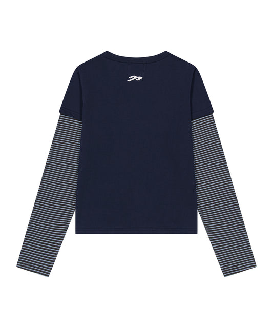Tansanmagnesium Jooyoung X Tansanmagnesium Cat Layered Long Sleeve Navy