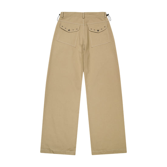 Tansanmagnesium Jooyoung X Tansanmagnesium Cotton Wide Star Stud Pants Beige