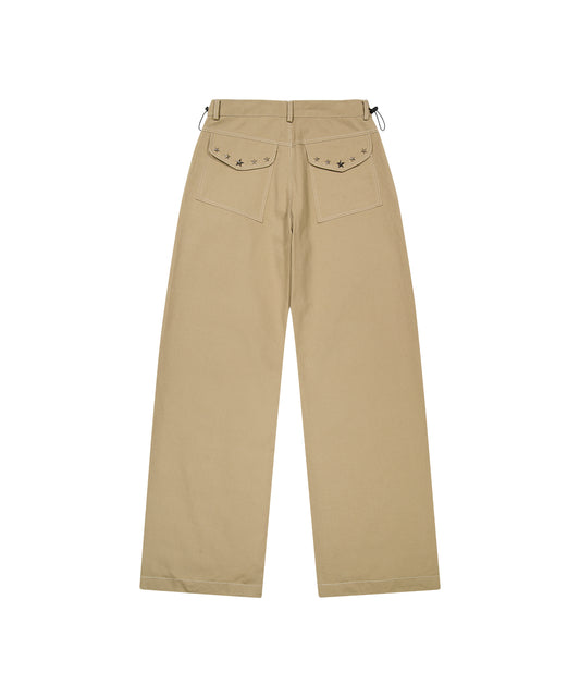 Tansanmagnesium Jooyoung X Tansanmagnesium Cotton Wide Star Stud Pants Beige