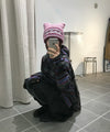 Tansanmagnesium Logo Cat Beanie Pink Stripe