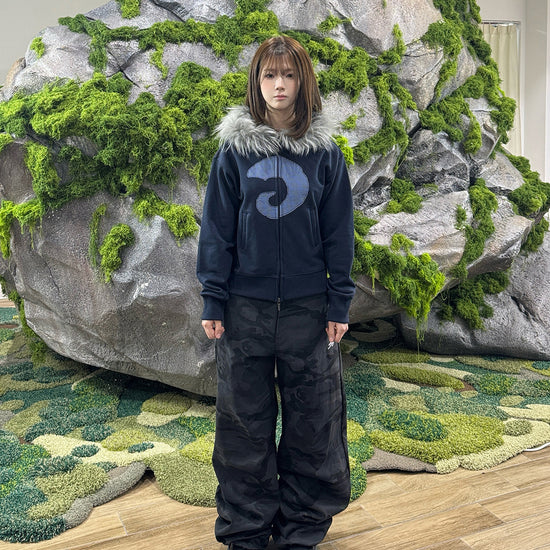 Tansanmagnesium ODIPIGI X Tansanmagnesium Fur Hoodie Zip-Up Navy