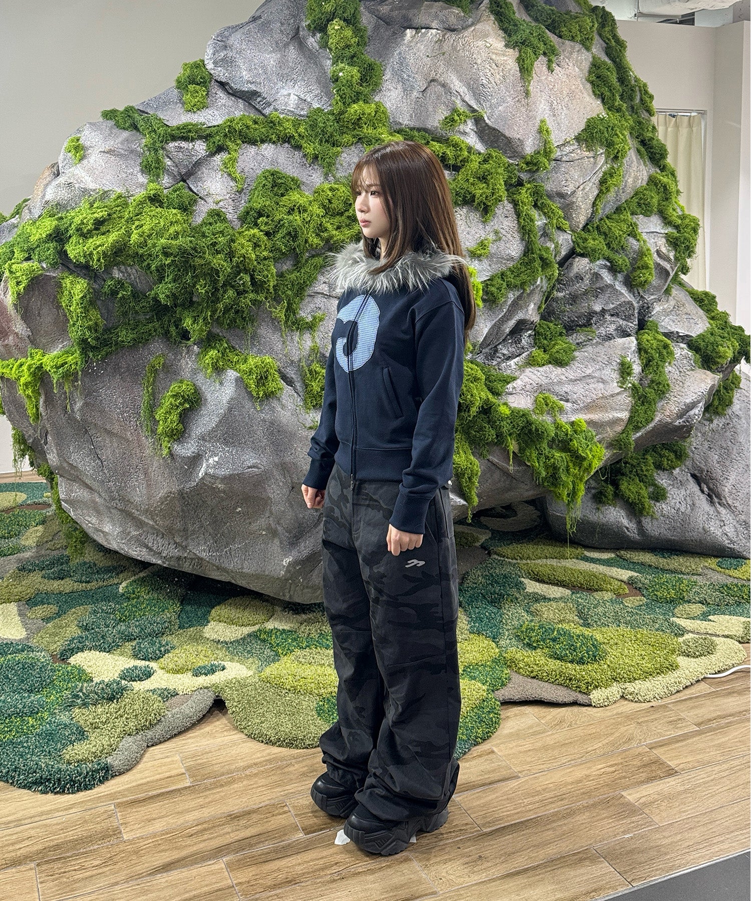 Tansanmagnesium ODIPIGI X Tansanmagnesium Fur Hoodie Zip-Up Navy