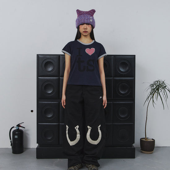 Tansanmagnesium (5/8 Pre-Order) Horseshoe Appliqué Pants (Black)