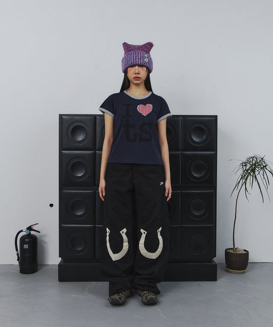 Tansanmagnesium (5/8 Pre-Order) Horseshoe Appliqué Pants (Black)