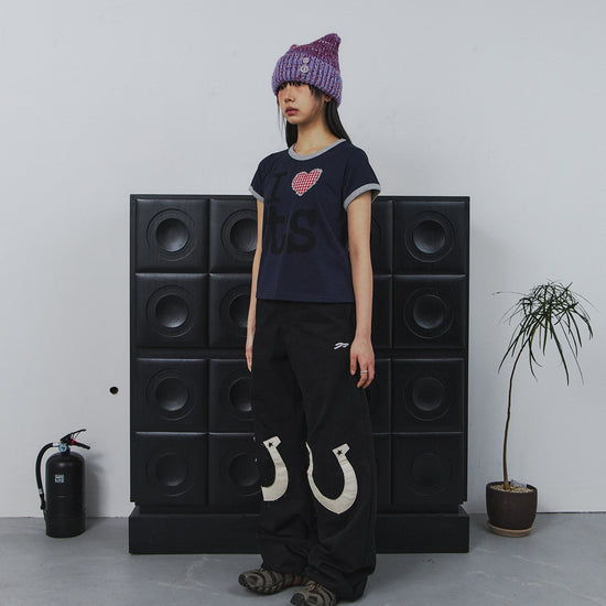 Tansanmagnesium (5/8 Pre-Order) Horseshoe Appliqué Pants (Black)