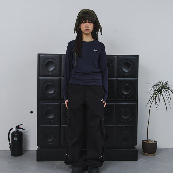 Tansanmagnesium (5/30 Pre-Order Delivery) Cotton Wide Cross Cargo Pants (Black)