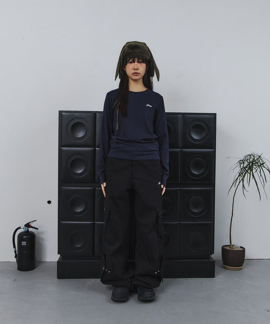 Tansanmagnesium (5/30 Pre-Order Delivery) Cotton Wide Cross Cargo Pants (Black)