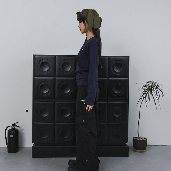 Tansanmagnesium (5/30 Pre-Order Delivery) Cotton Wide Cross Cargo Pants (Black)