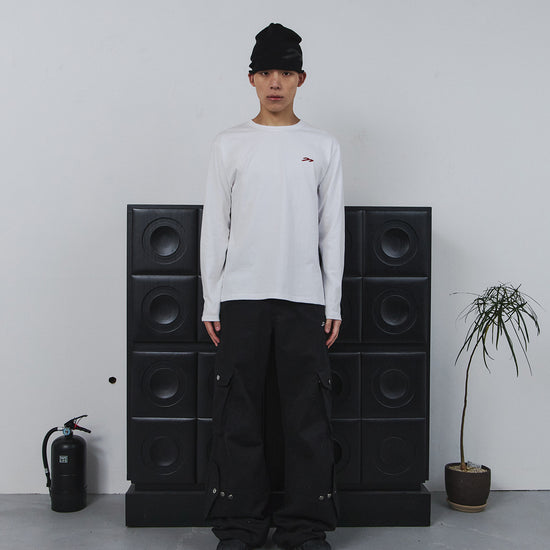Tansanmagnesium (5/30 Pre-Order Delivery) Cotton Wide Cross Cargo Pants (Black)