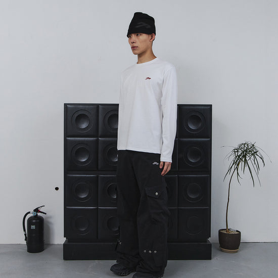 Tansanmagnesium (5/30 Pre-Order Delivery) Cotton Wide Cross Cargo Pants (Black)